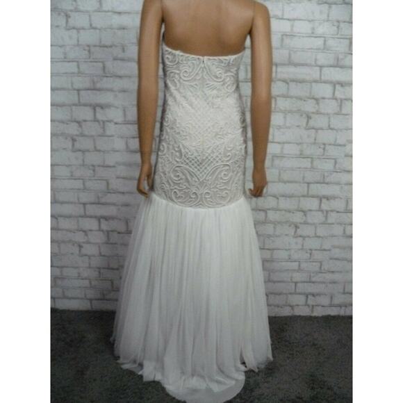 $449 Adrianna Papell Ivory Pearl Beaded Strapless Wedding Prom Dress 6 NEW - Picture 8 of 11